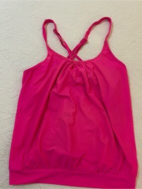 Hot Pink Women's Tankkini Top with Adjustable Straps